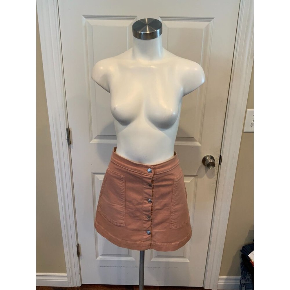 Veronica Beard Dusty Rose Denim A-Line Mini Jean Skirt w/ Button Front, Size 32
